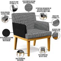 Poltrona Base Mel Suede Pied Poule Couríssimo Preto - 9