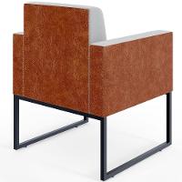 Kit 03 Poltronas Base Fixa Metal Helô L02 Linho Cinza Camel - 10