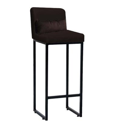 Banqueta Alta Industrial Ferro Corino E Almofada Marrom