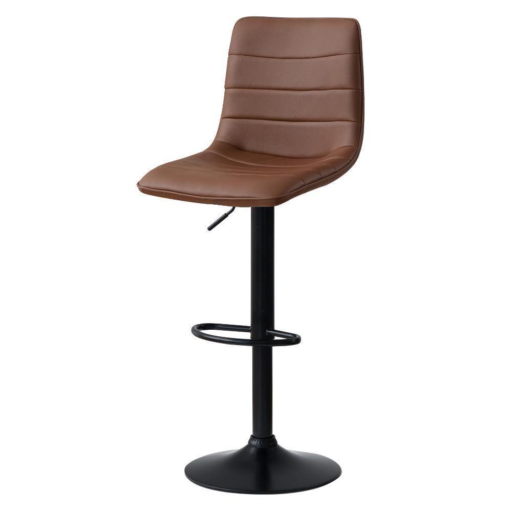 Banqueta Alta Estilo Estofada Com Base Giratória E Regulagem De Altura - Marrom - 1