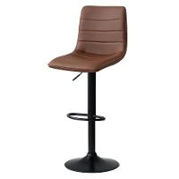Banqueta Alta Estilo Estofada Com Base Giratória E Regulagem De Altura - Marrom - 1