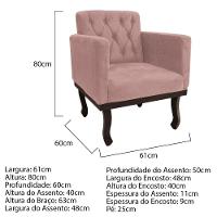 Kit Diva Recamier Diana 185Cm Lado Esquerdo E 02 Poltronas Classic Linho Rosê - 5