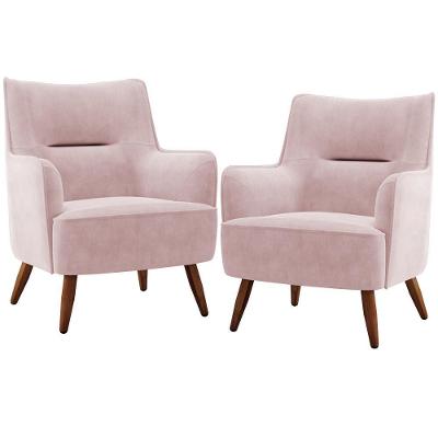 Kit 2 Poltronas Fixa Isabella D02 Veludo Rosê Pés De Madeira Lyam Decor