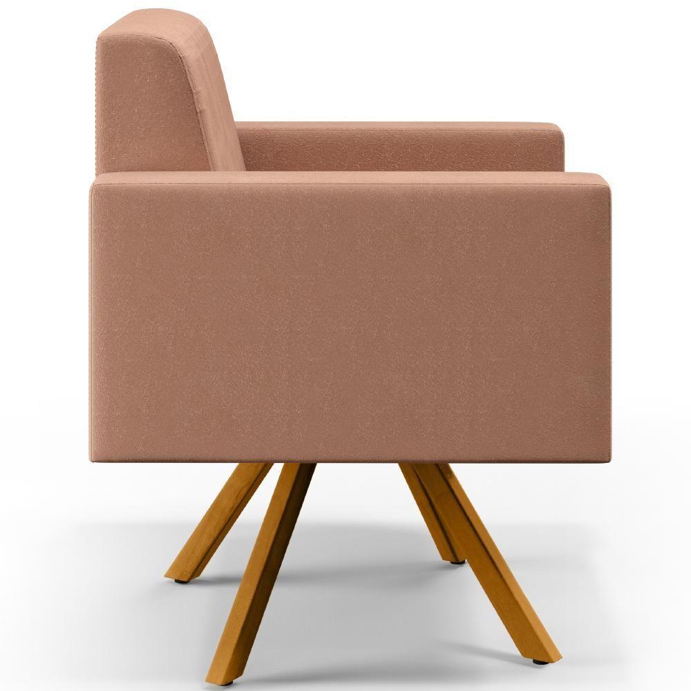 Kit 02 Poltronas Base Giratória De Madeira Helô L02 Rosê - 6