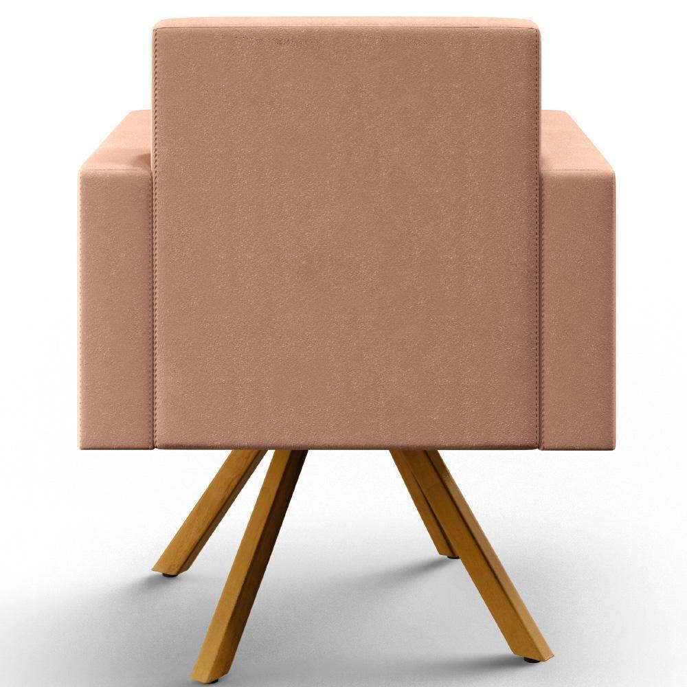 Kit 02 Poltronas Base Giratória De Madeira Helô L02 Rosê - 8