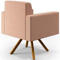 Kit 02 Poltronas Base Giratória De Madeira Helô L02 Rosê