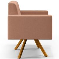 Kit 02 Poltronas Base Giratória De Madeira Helô L02 Rosê - 6