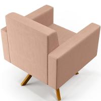 Kit 02 Poltronas Base Giratória De Madeira Helô L02 Rosê - 10