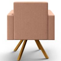 Kit 02 Poltronas Base Giratória De Madeira Helô L02 Rosê - 14