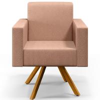 Kit 02 Poltronas Base Giratória De Madeira Helô L02 Rosê - 18