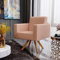 Kit 02 Poltronas Base Giratória De Madeira Helô L02 Rosê - 34