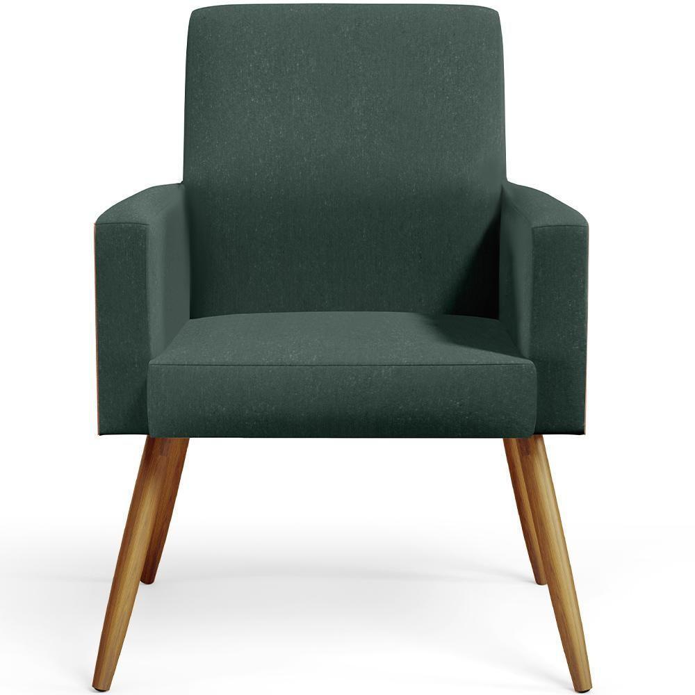 Poltrona Pés Palito Linho Verde Musgo Couríssimo Camel - 6