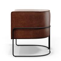 Poltrona Base Aço Preto Linho Bege C-107 Corano Marrom B-38