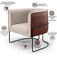 Poltrona Base Aço Preto Linho Bege C-107 Corano Marrom B-38 - 6