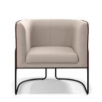 Poltrona Base Aço Preto Linho Bege C-107 Corano Marrom B-38 - 7