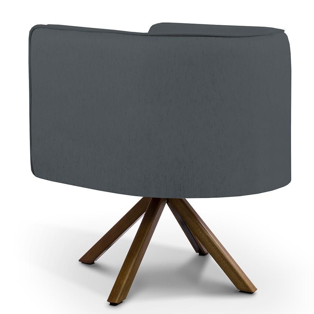 Poltrona Base Giratória De Madeira Corano Cinza C-03 - 2