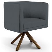 Poltrona Base Giratória De Madeira Corano Cinza C-03 - 1