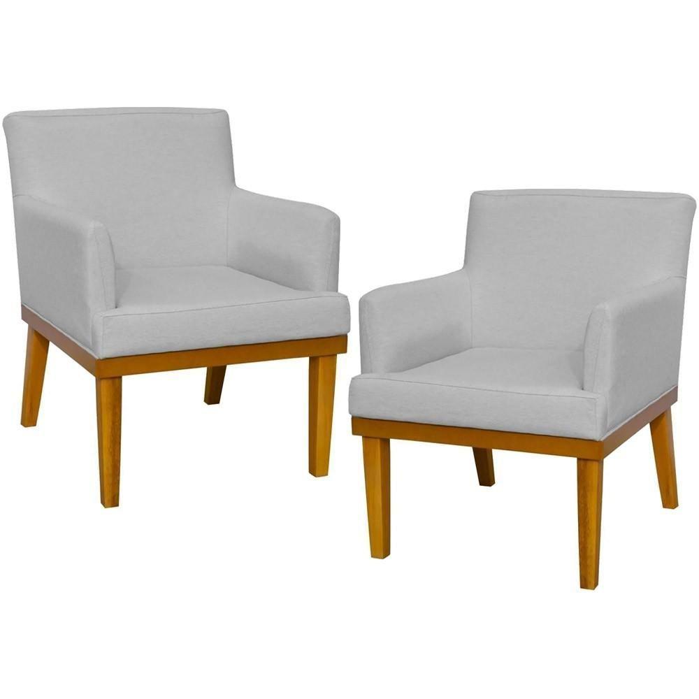 Kit 02 Poltronas Beatriz W01 Linho Cinza - 1
