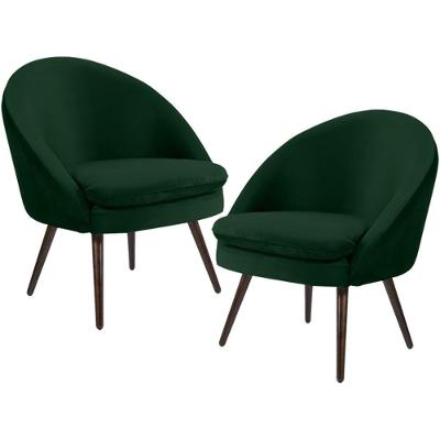 Kit 02 Poltronas Fixa Pés Palito Rafa D02 Veludo Verde C-303