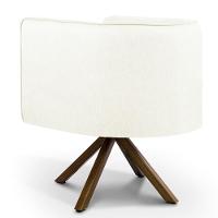 Poltrona Base Giratória De Madeira Linho Bege C-107 - 2