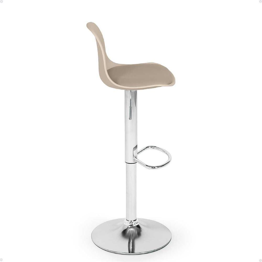 Kit 2 Banqueta Alta Leda Estofada Com Base Giratória E Regulagem De Altura - Nude - 4