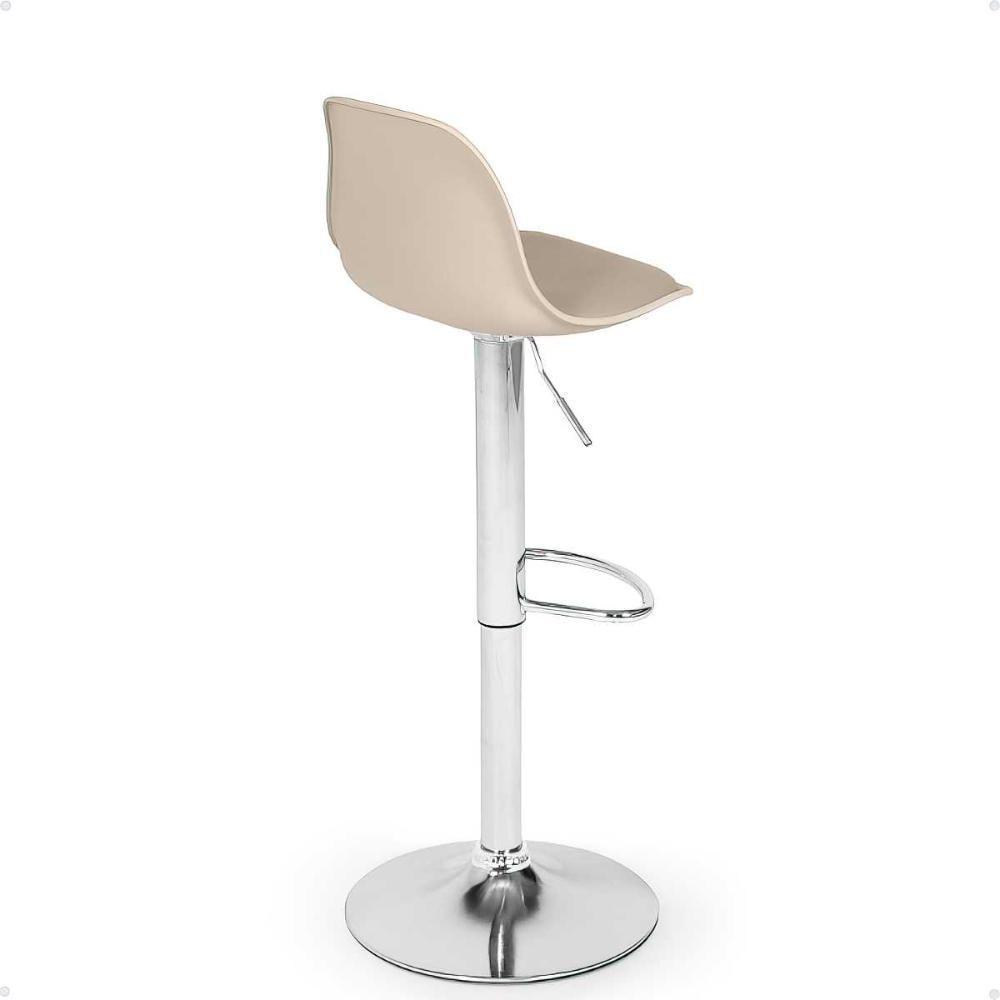 Kit 2 Banqueta Alta Leda Estofada Com Base Giratória E Regulagem De Altura - Nude - 6
