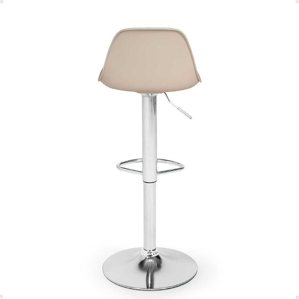 Kit 2 Banqueta Alta Leda Estofada Com Base Giratória E Regulagem De Altura - Nude - 8
