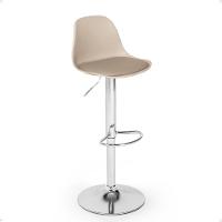 Kit 2 Banqueta Alta Leda Estofada Com Base Giratória E Regulagem De Altura - Nude - 2