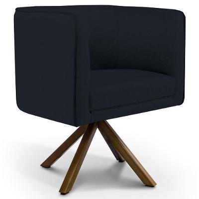 Poltrona Base Giratória De Madeira Corano Preto C-05