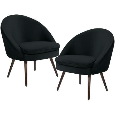 Kit 02 Poltronas Pés Palito Rafa D02 Veludo Preto C-300