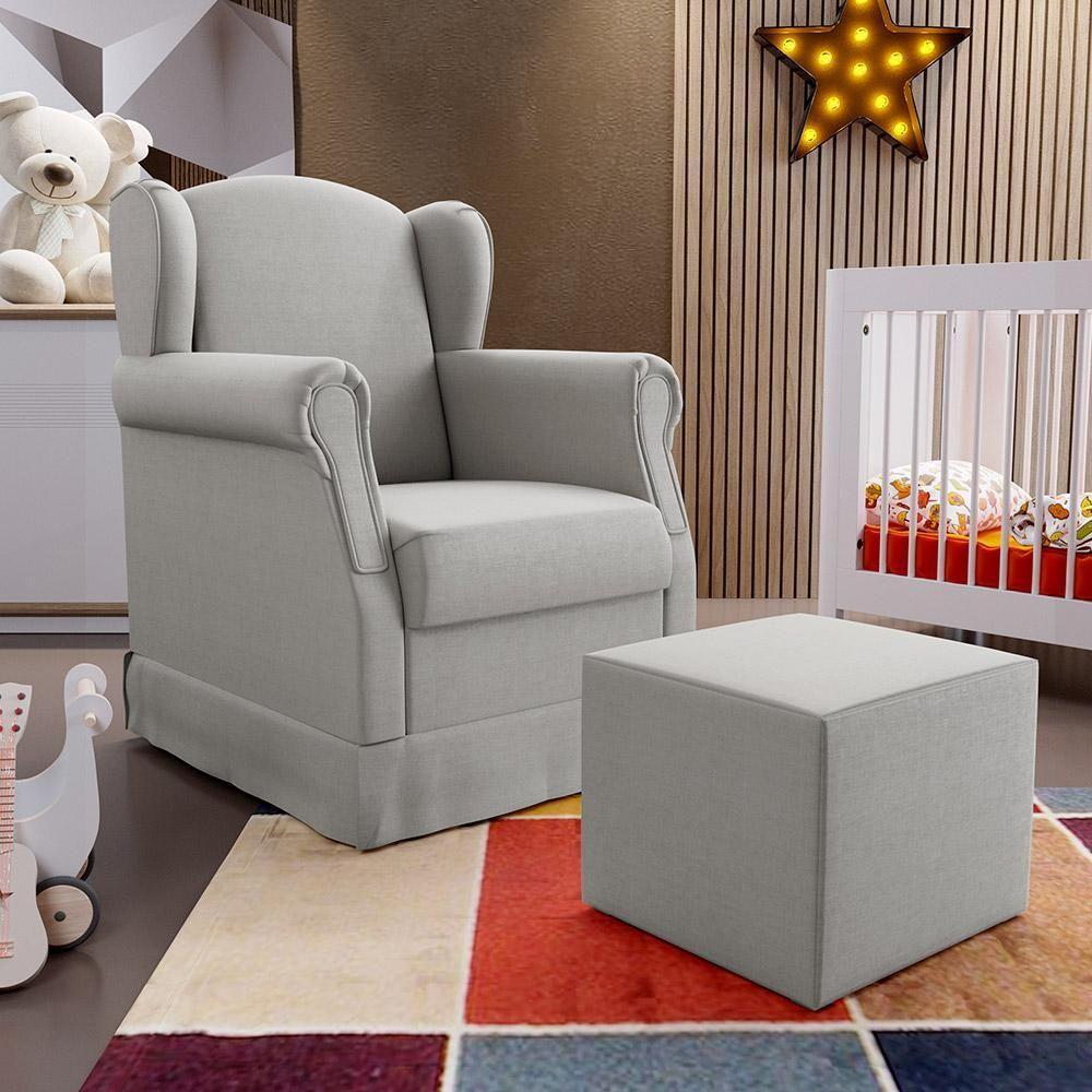 Poltrona Com Balanço E Puff Elisa P02 Facto Cinza - 8