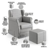 Poltrona Com Balanço E Puff Elisa P02 Facto Cinza - 6