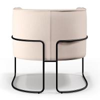 Kit 02 Poltronas Fixa Base De Aço Preto Veludo Bege C-309