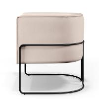 Kit 02 Poltronas Fixa Base De Aço Preto Veludo Bege C-309 - 5