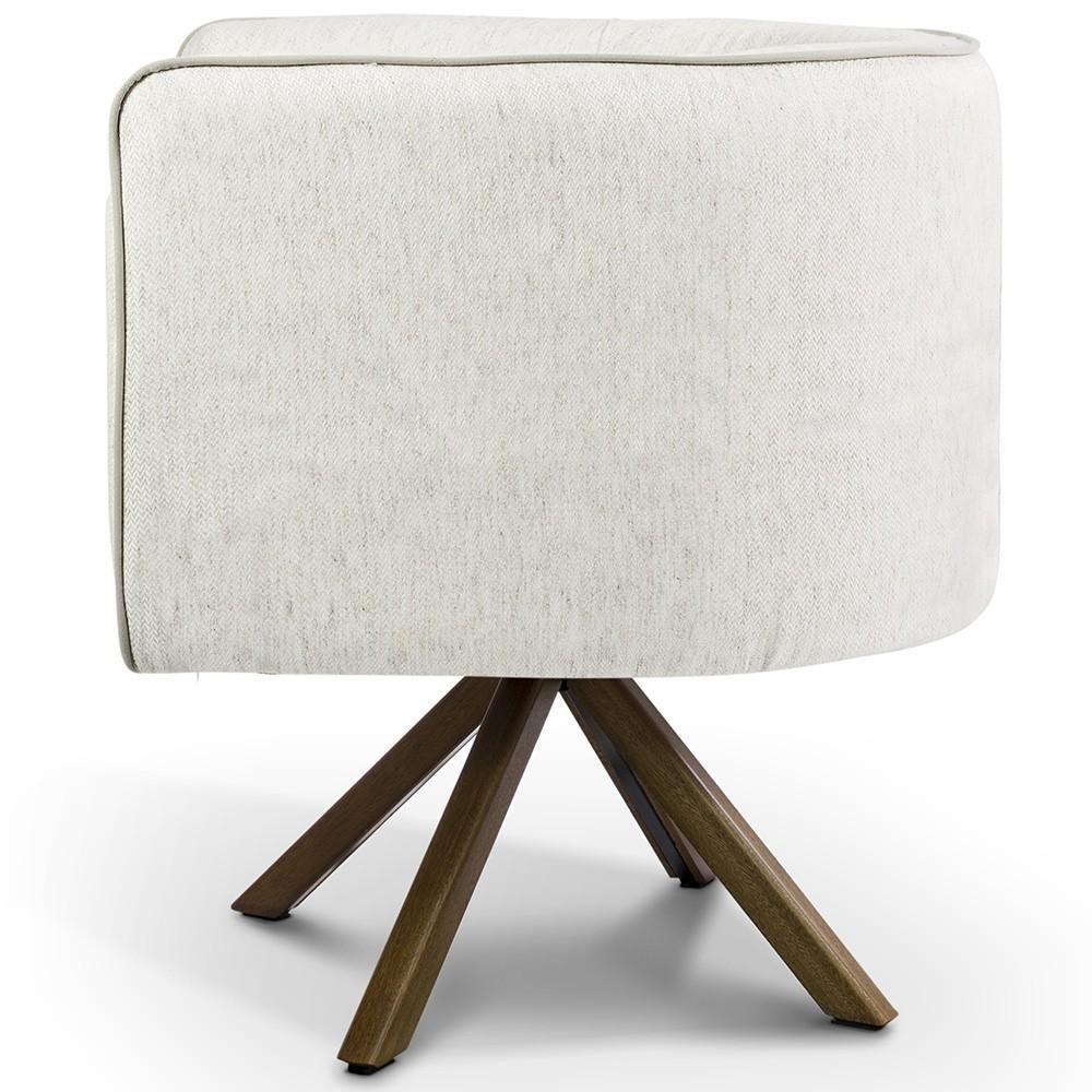 Poltrona Base Giratória De Madeira Linho Bege C-443 - 4