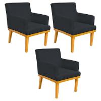 Kit 03 Poltronas Base Mel Beatriz W01 Corano Preto - 1