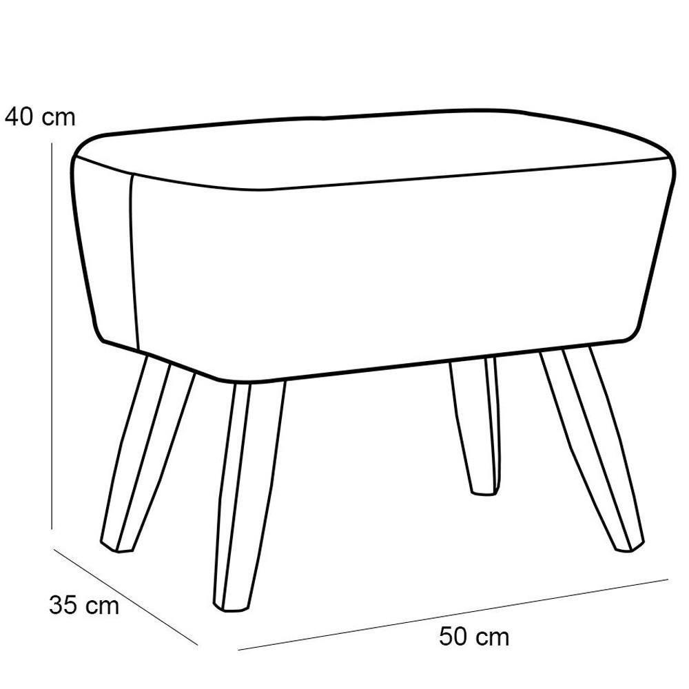 Poltrona Fixa Com Puff Pés De Madeira Linho Cinza C-416 - 2