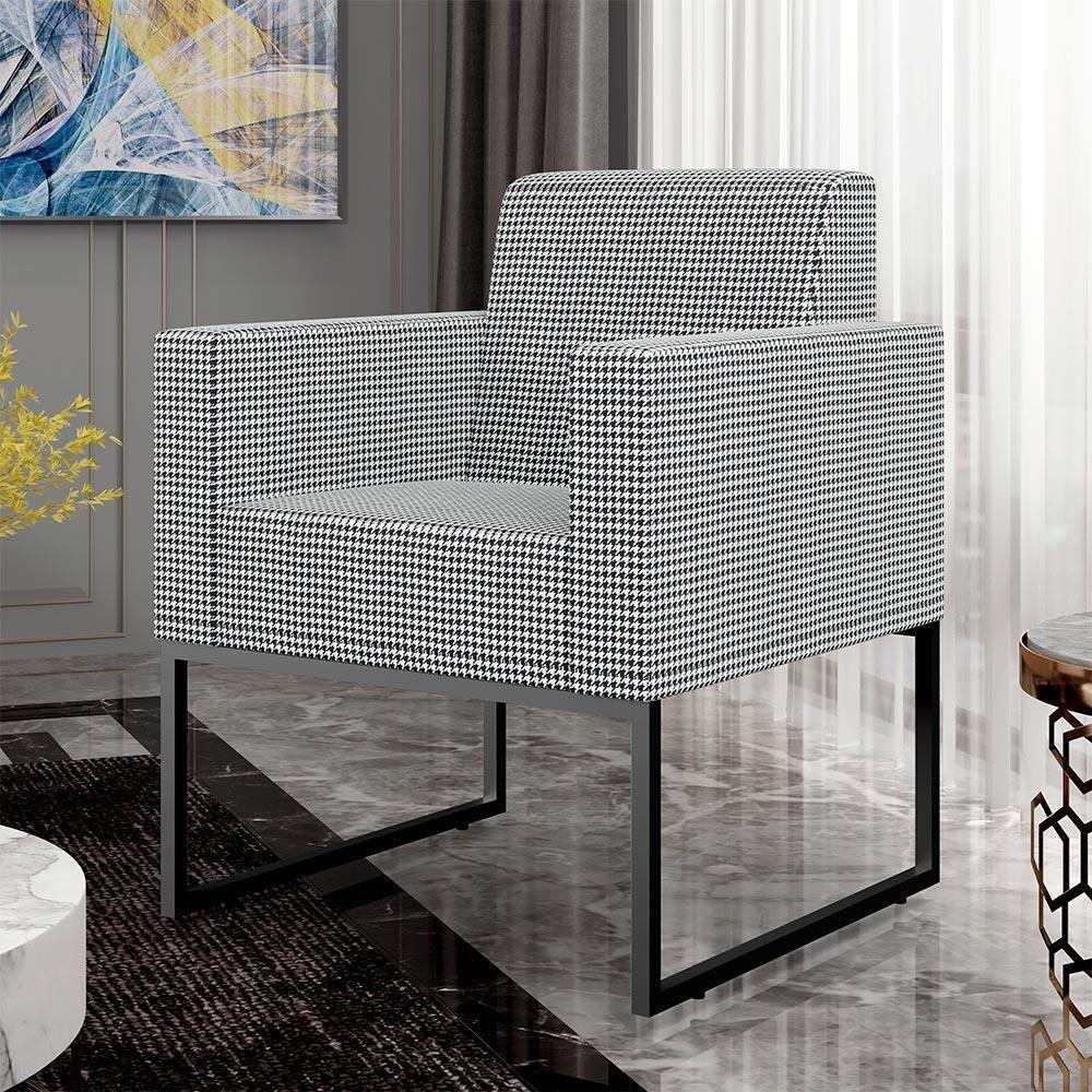 Kit 02 Poltronas Sala Base Fixa Metal Helô L02 Pied Poule - 8