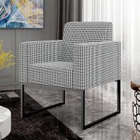 Kit 02 Poltronas Sala Base Fixa Metal Helô L02 Pied Poule - 8