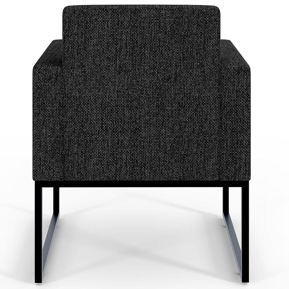 Kit 03 Poltronas Recepção Base Fixa Metal Linho Chumbo - 2