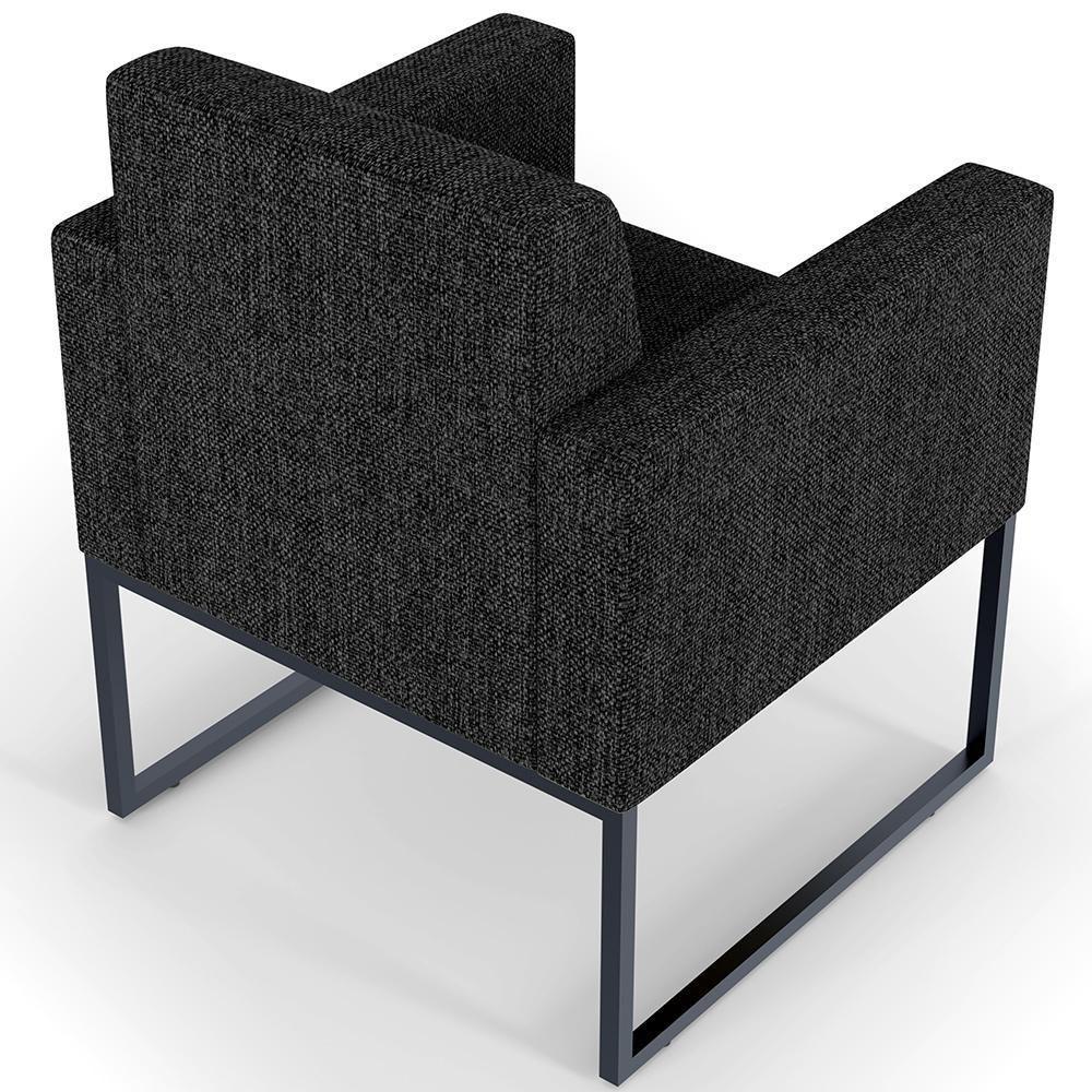 Kit 03 Poltronas Recepção Base Fixa Metal Linho Chumbo - 3