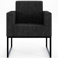 Kit 03 Poltronas Recepção Base Fixa Metal Linho Chumbo - 16