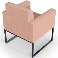 Kit 02 Poltronas Base Fixa De Metal Helô L02 Linho Rosê - 3