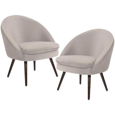 Kit 02 Poltronas Fixa Pés Palito Rafa D02 Veludo Bege C-309