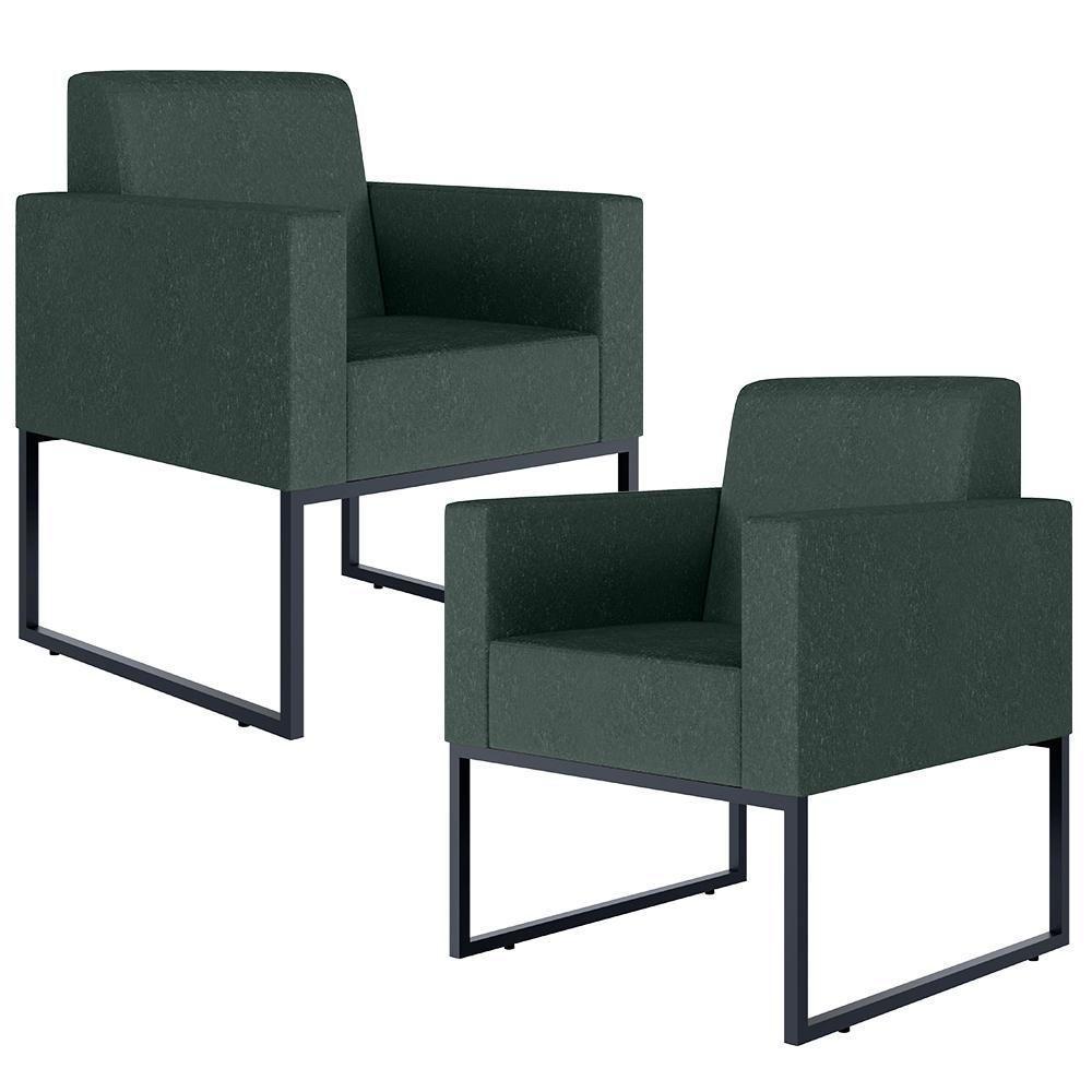 Kit 02 Poltronas Helô L02 Linho Verde Musgo - 1