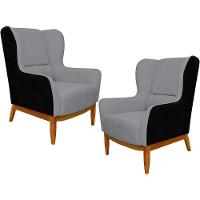 Kit 02 Poltronas Milena D02 Cinza C-416 Preto - 1