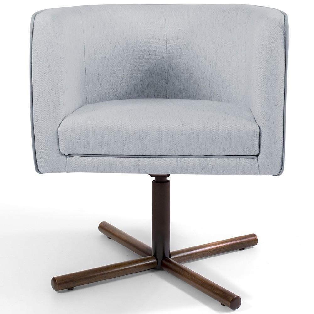 Poltrona Giratória Base X Linho Cinza D-315 - 4