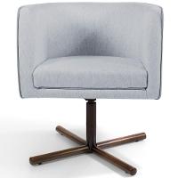 Poltrona Giratória Base X Linho Cinza D-315 - 7