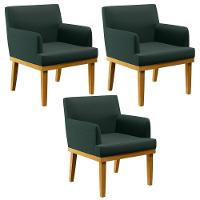 Kit 03 Poltronas Beatriz W01 Linho Verde Musgo - 1