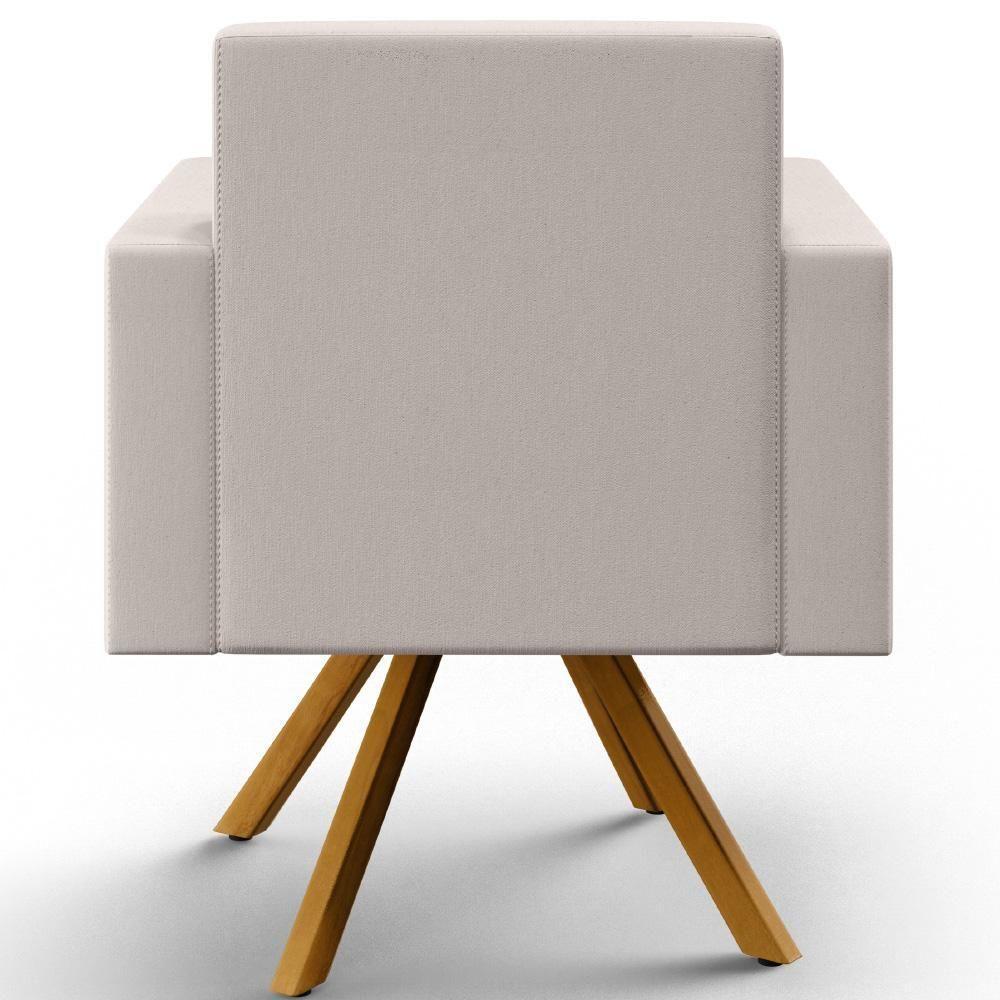 Kit 02 Poltronas Base Giratória De Madeira Helô L02 Cru - 2